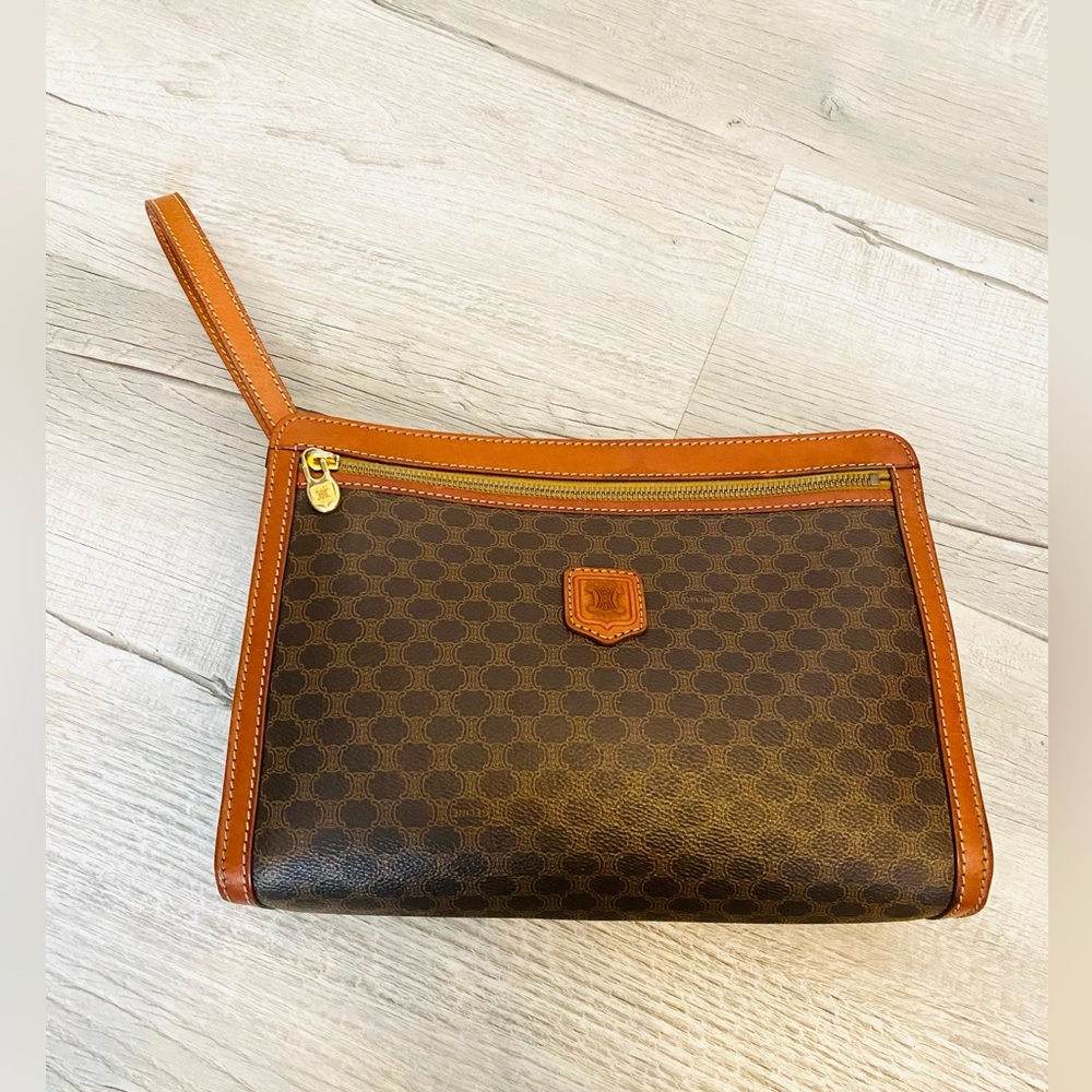 Céline vintage Macadam Coated Canvas clutch bag